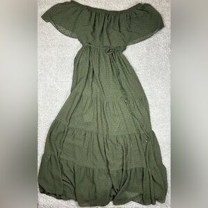 Baltic Born Dress Womens Large Tiered Dot Off The Shoulder Maxi Cottagecore